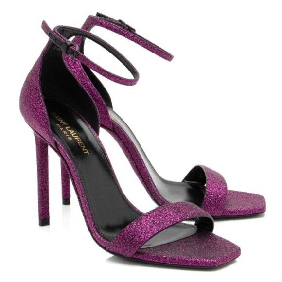 YSL Saint Laurent Glitter Amber Sandals - Size 8.5 / 38.5 true size 8.5M - Picture 3 of 16